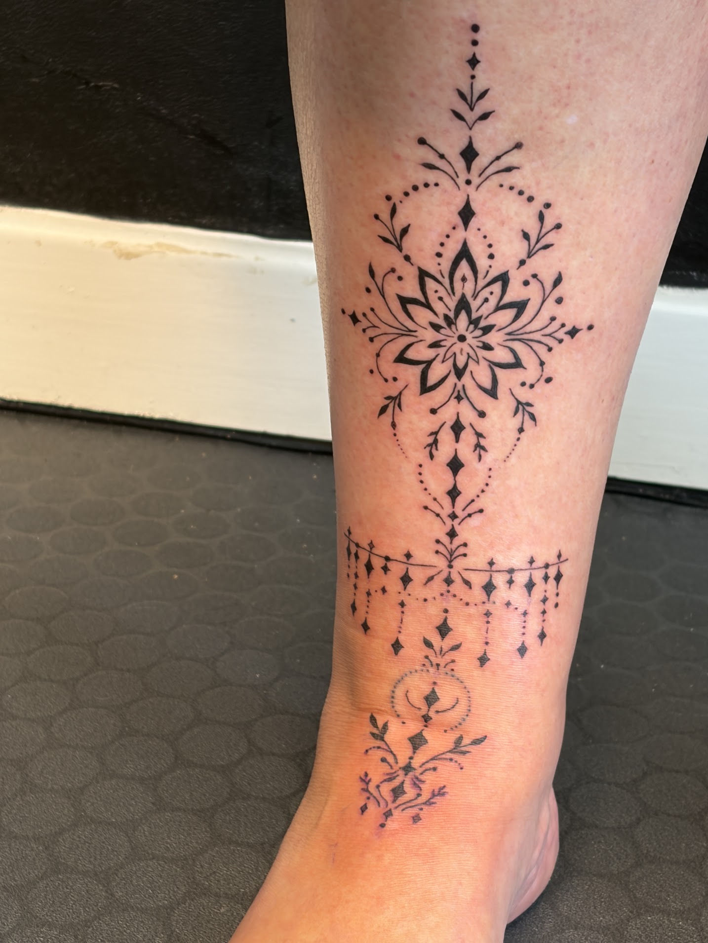 Shin & Foot Fineline tattoo by Inklab