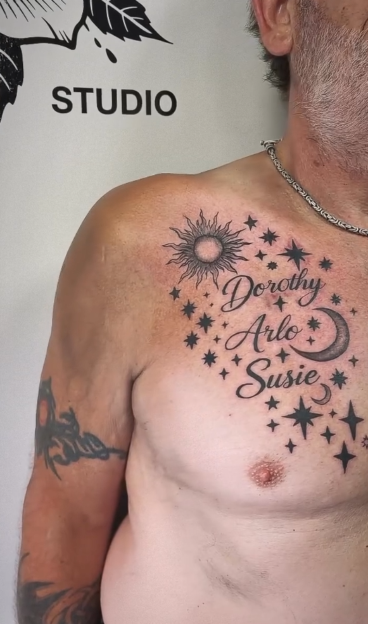 Sun, Moon & Stars tattoo by Inklab