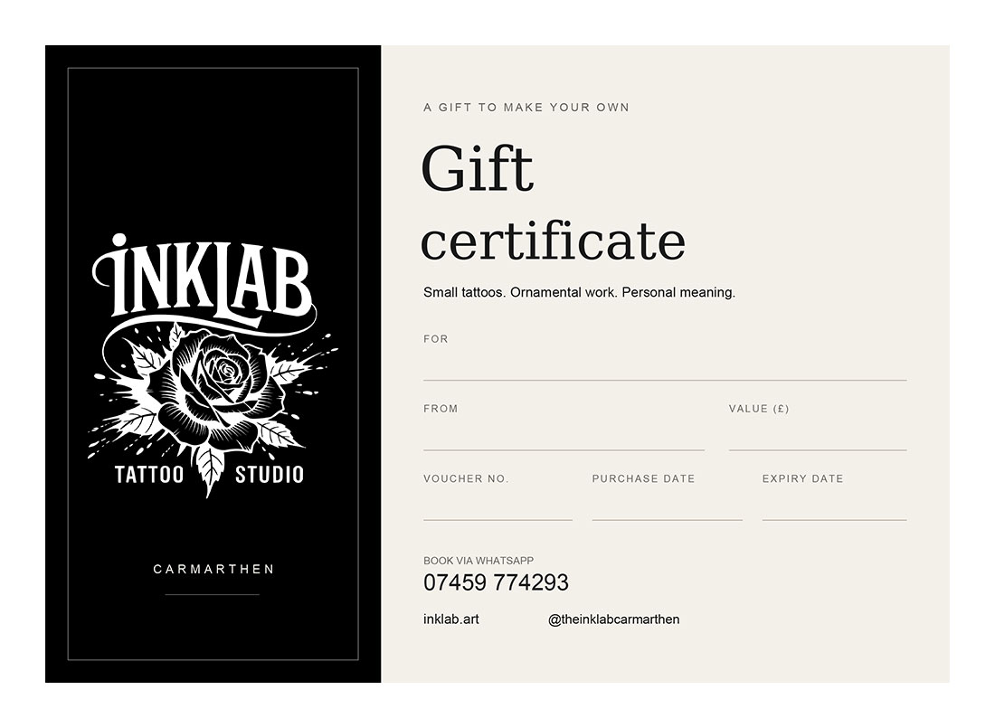 Inklab Tattoo Studio gift voucher